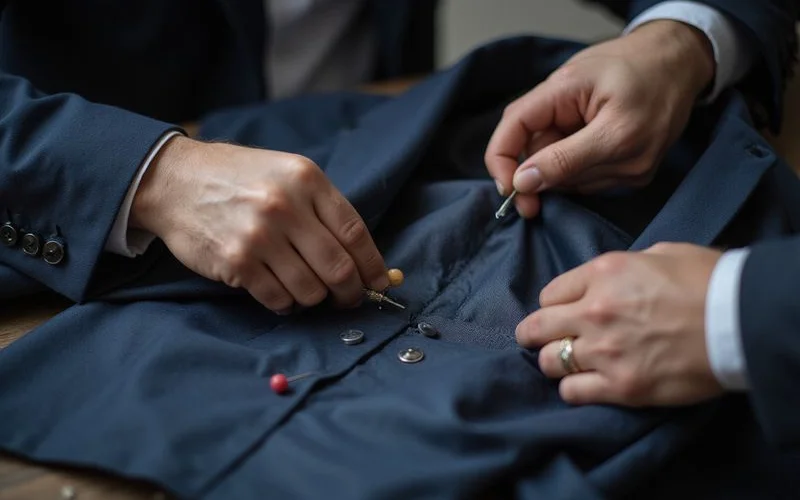 Suit jacket being taken in at side seams